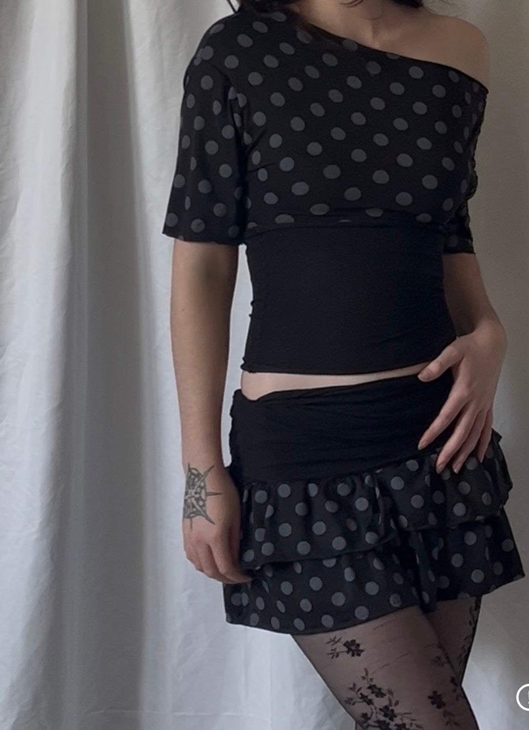 Ensemble bi-couleur haut et jupe