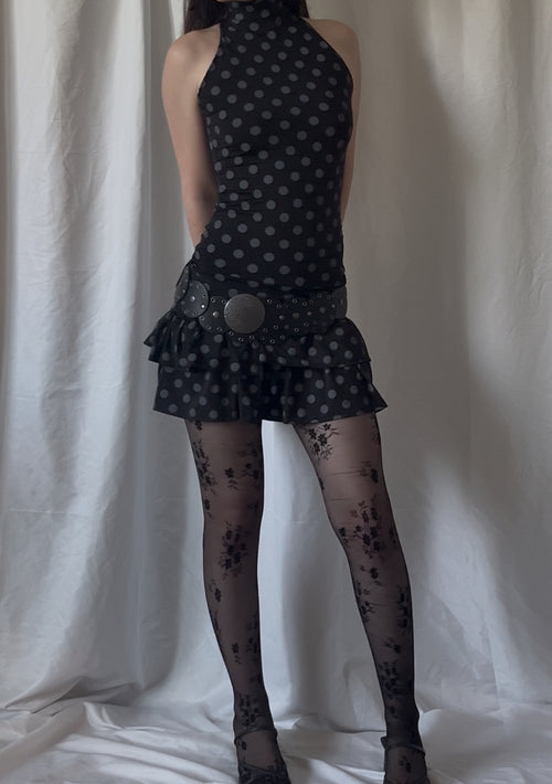 Ensemble col montant et jupe à fronces