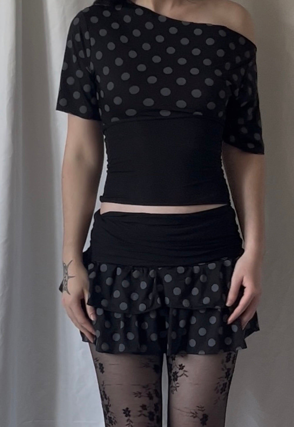 Ensemble bi-couleur haut et jupe