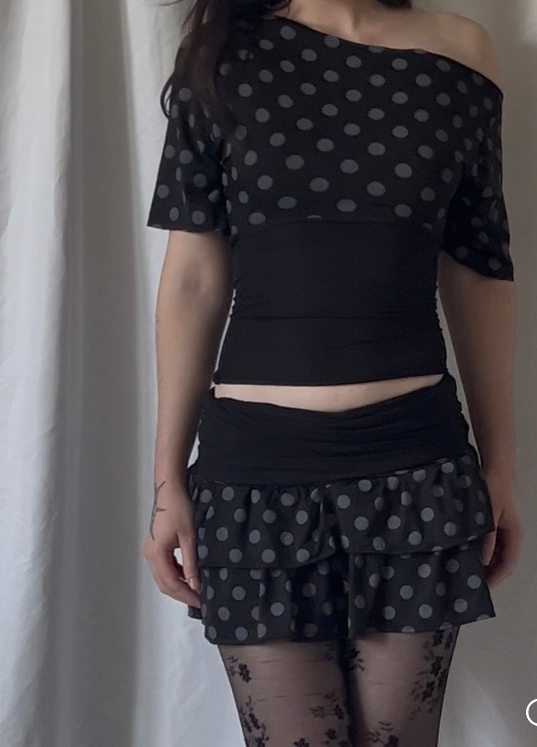 Ensemble bi-couleur haut et jupe