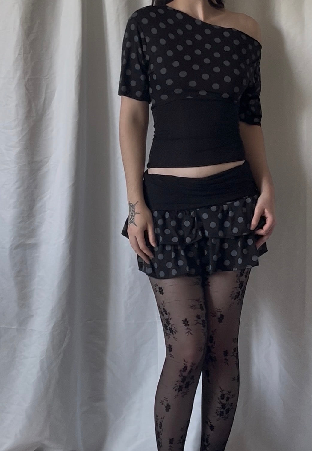 Ensemble bi-couleur haut et jupe